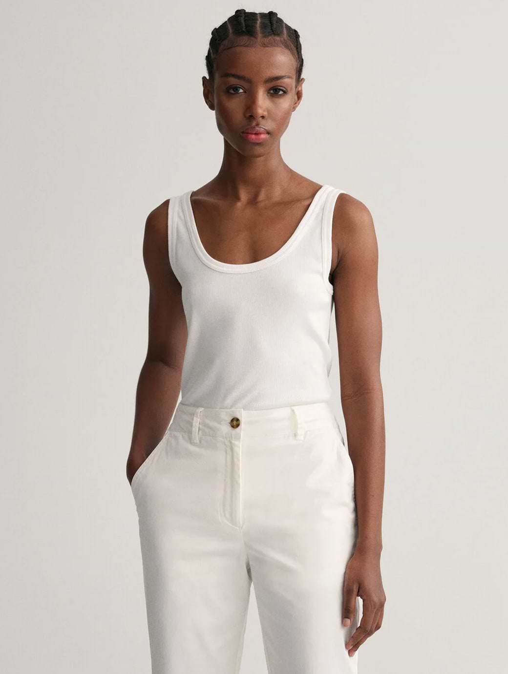 Gant Women's Slim Ribbed Tank Top White