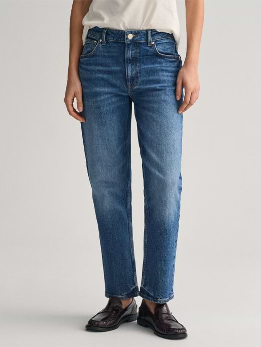 Gant Women's Straight Cropped Jeans Dark Blue