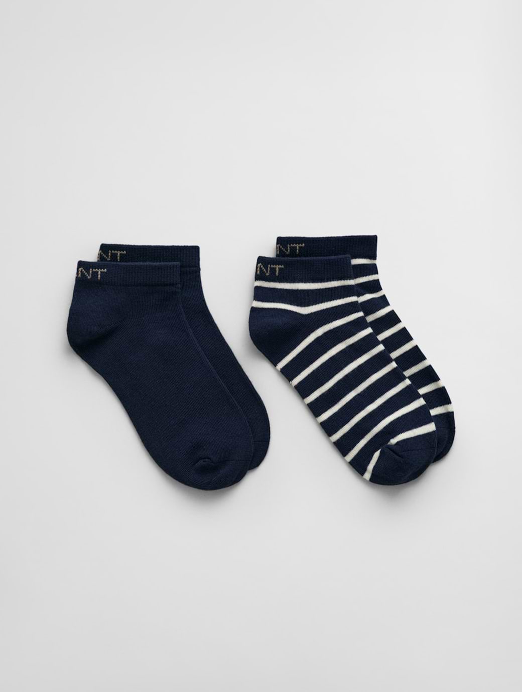 Gant Women's Stripe And Solid Ankle Socks 2-Pack Evening Blue