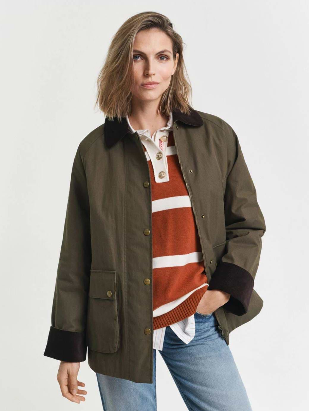 Gant Women's Waxed Cotton Barn Jacket Green Lagoon