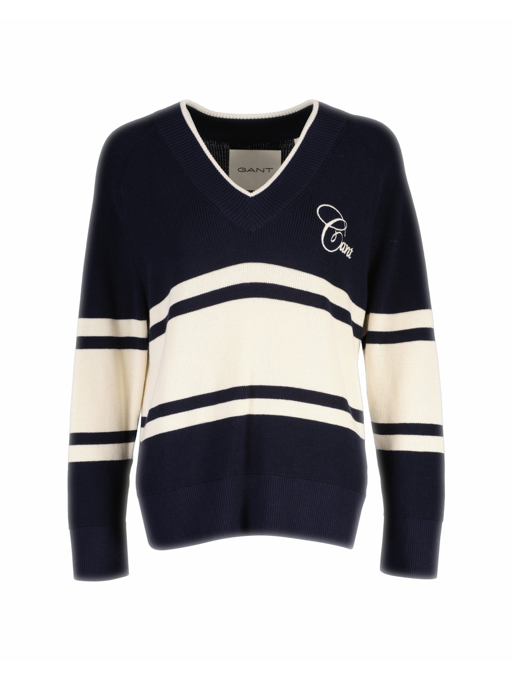 Gant Women's Cotton Varsity V-Neck Evening Blue