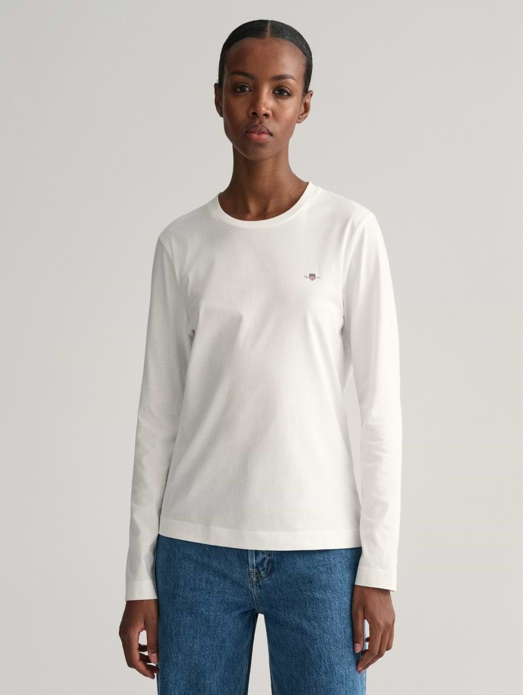 Gant Women's Reg Shield Long Sleeve T-Shirt White