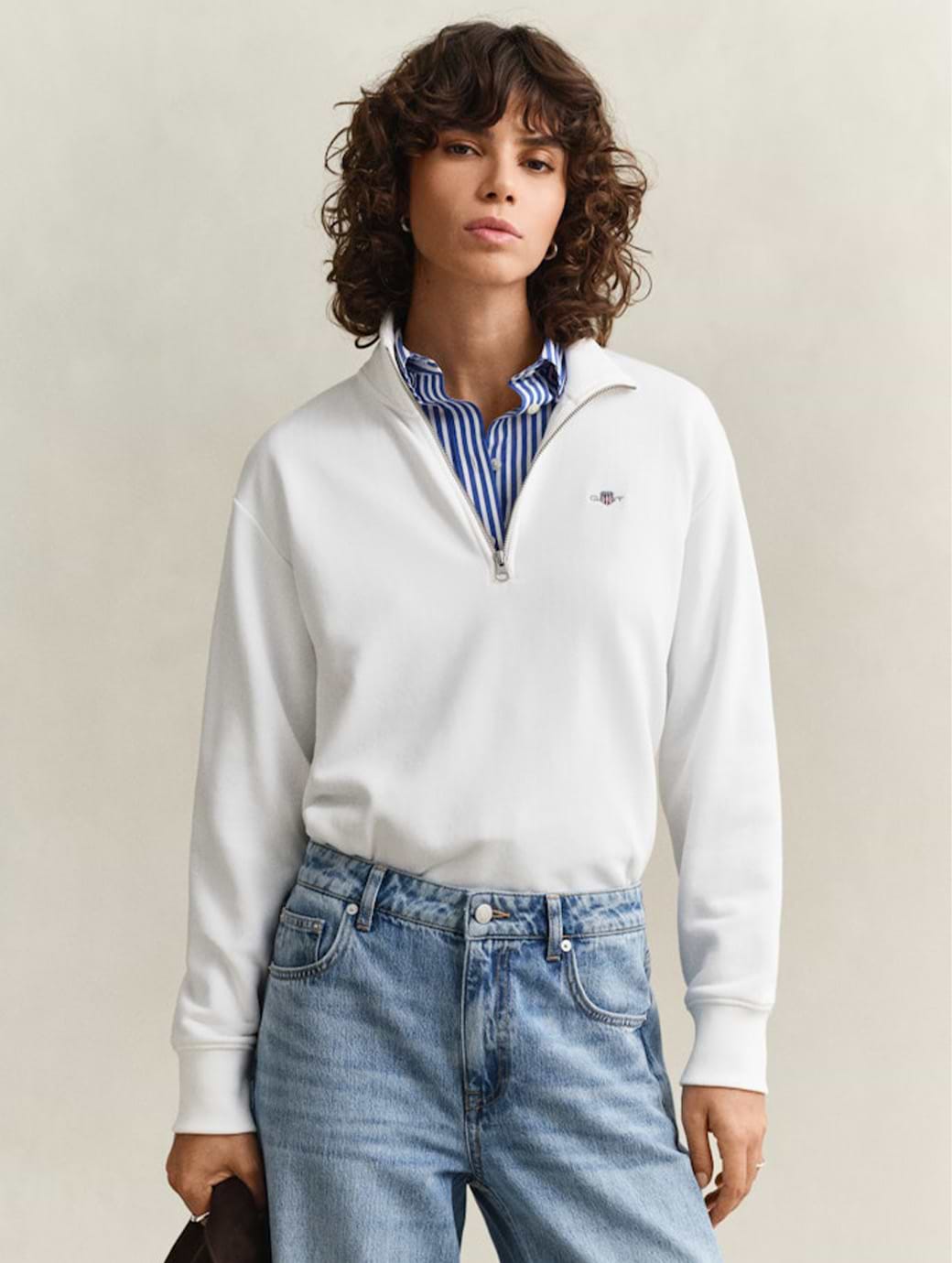 Gant Women's Shield Half-Zip Eggshell