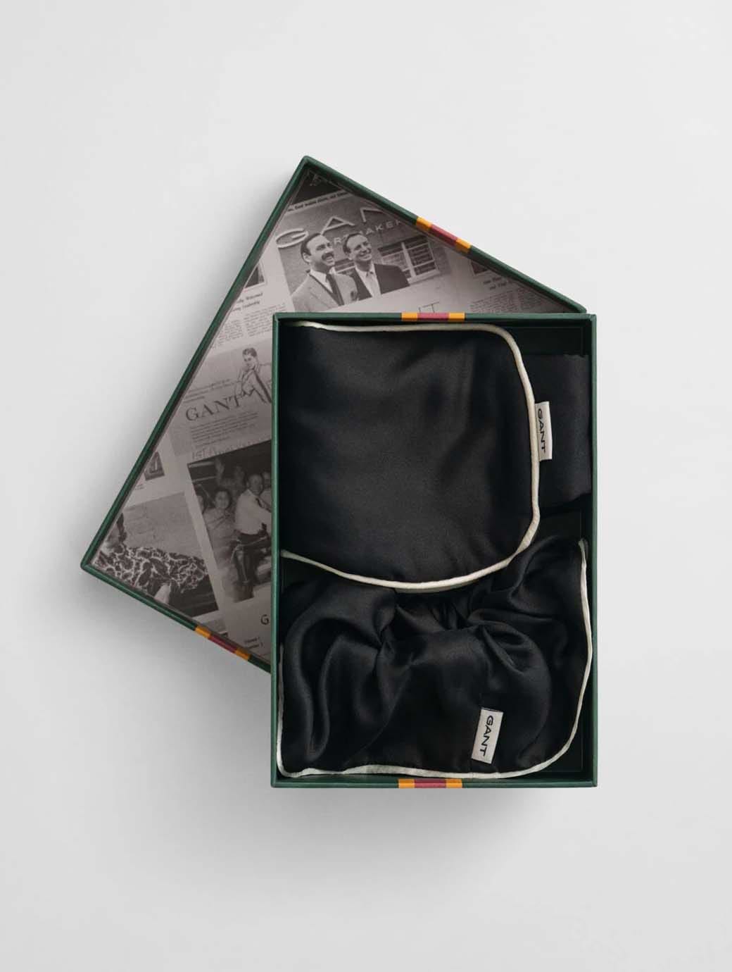 Gant Women's Silk Sleepmask Scrunchie Gift Set Black