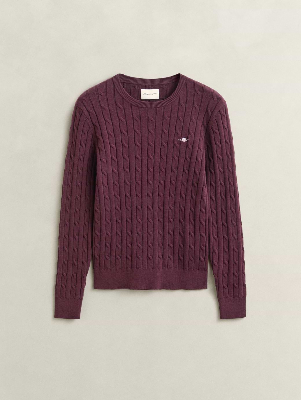 Gant Women's Stretch Cotton Cable C-Neck Darkened Wine