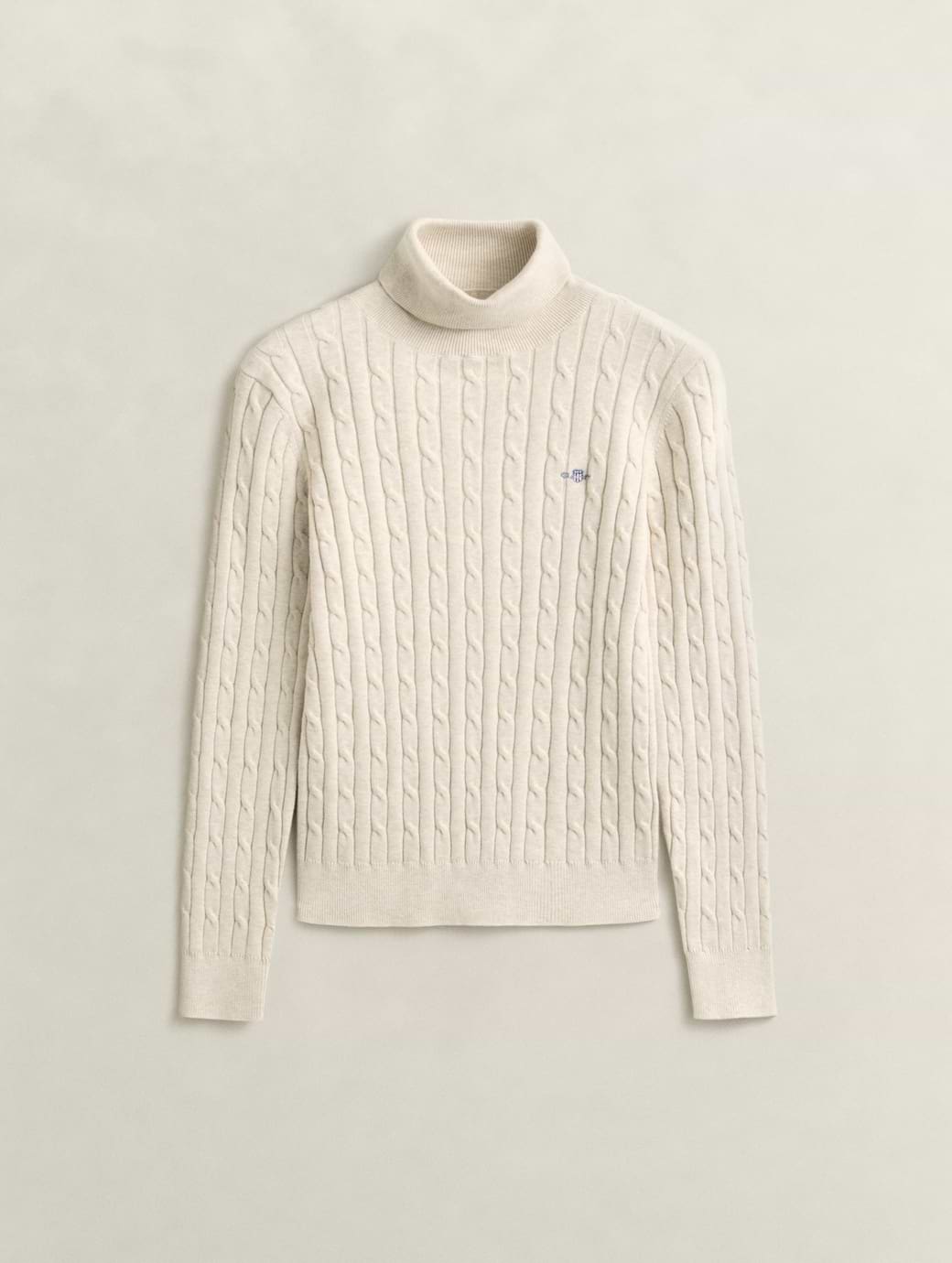 Gant Women's Stretch Cotton Cable Turtleneck Faded Beige