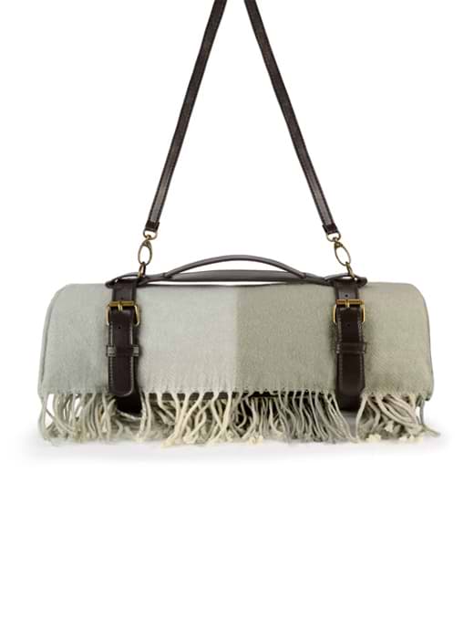 Sophie Allport Picnic Blanket With Shoulder Strap Gingham Olive