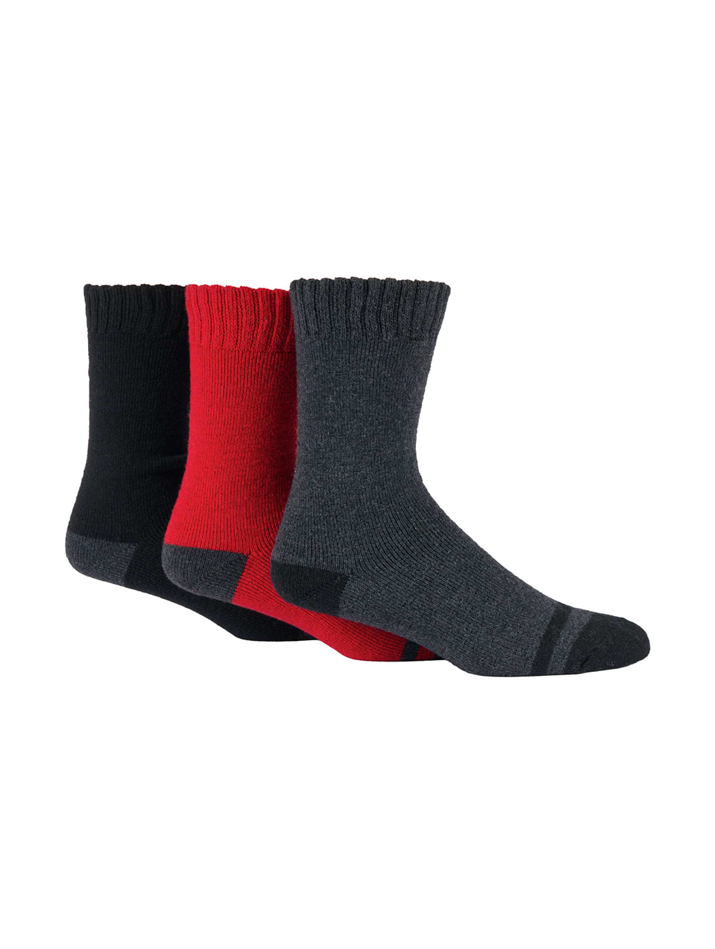 Glenmuir Men's 3-Pack Cushioned Boot Black/Red/Charcoal