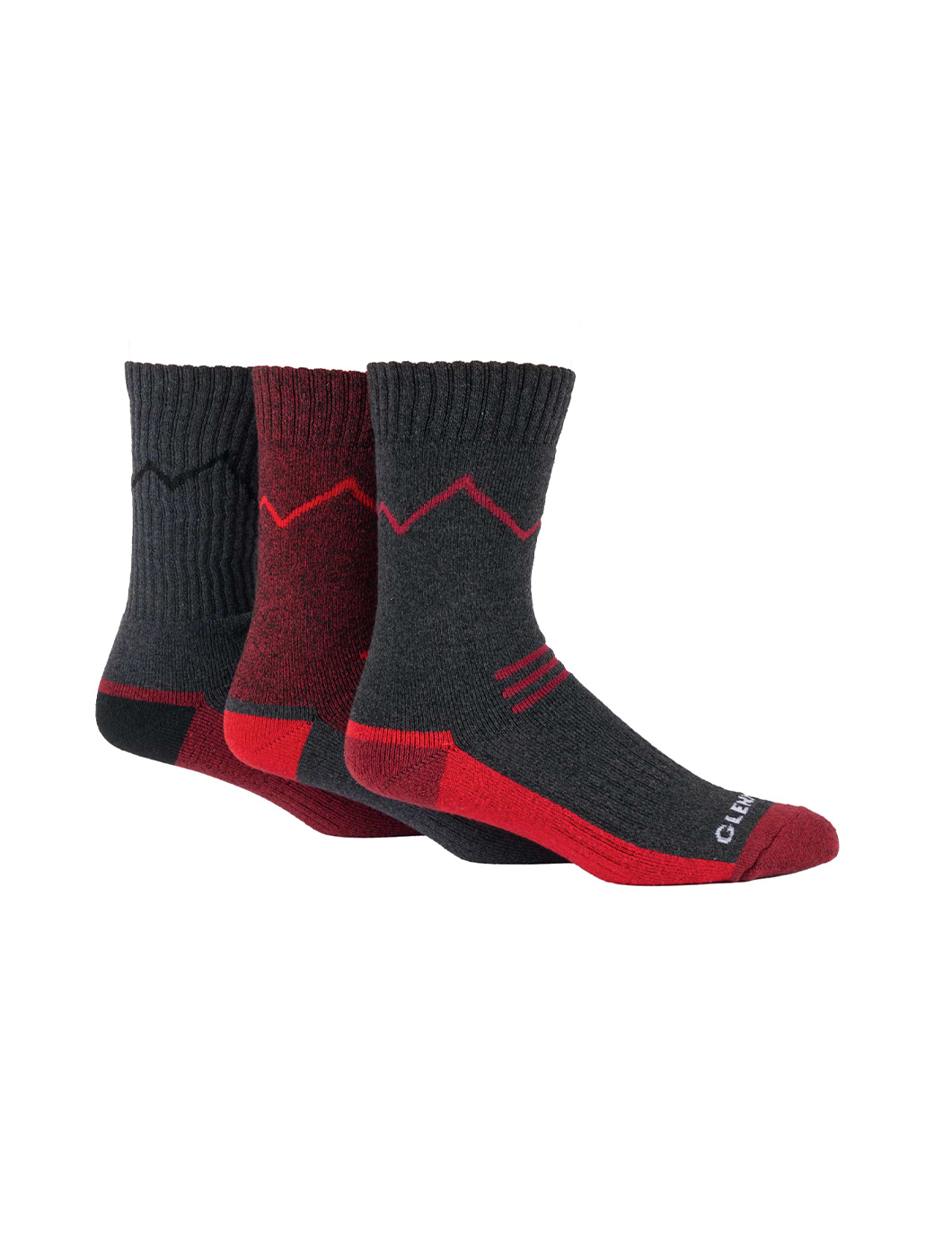 Glenmuir 3-Pack Cushioned Boot with Arch Support Charcoal/Red/Grey with Red Detailing