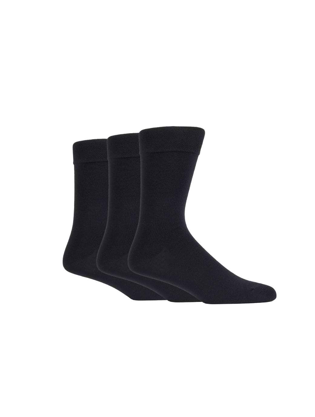 Glenmuir Men's 3-Pack Cotton Gentle Grip Socks Black