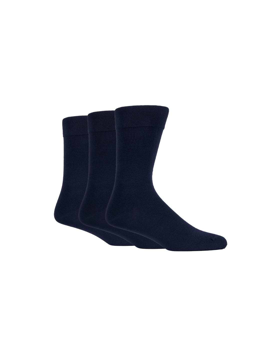 Glenmuir Men's 3-Pack Cotton Gentle Grip Socks Navy
