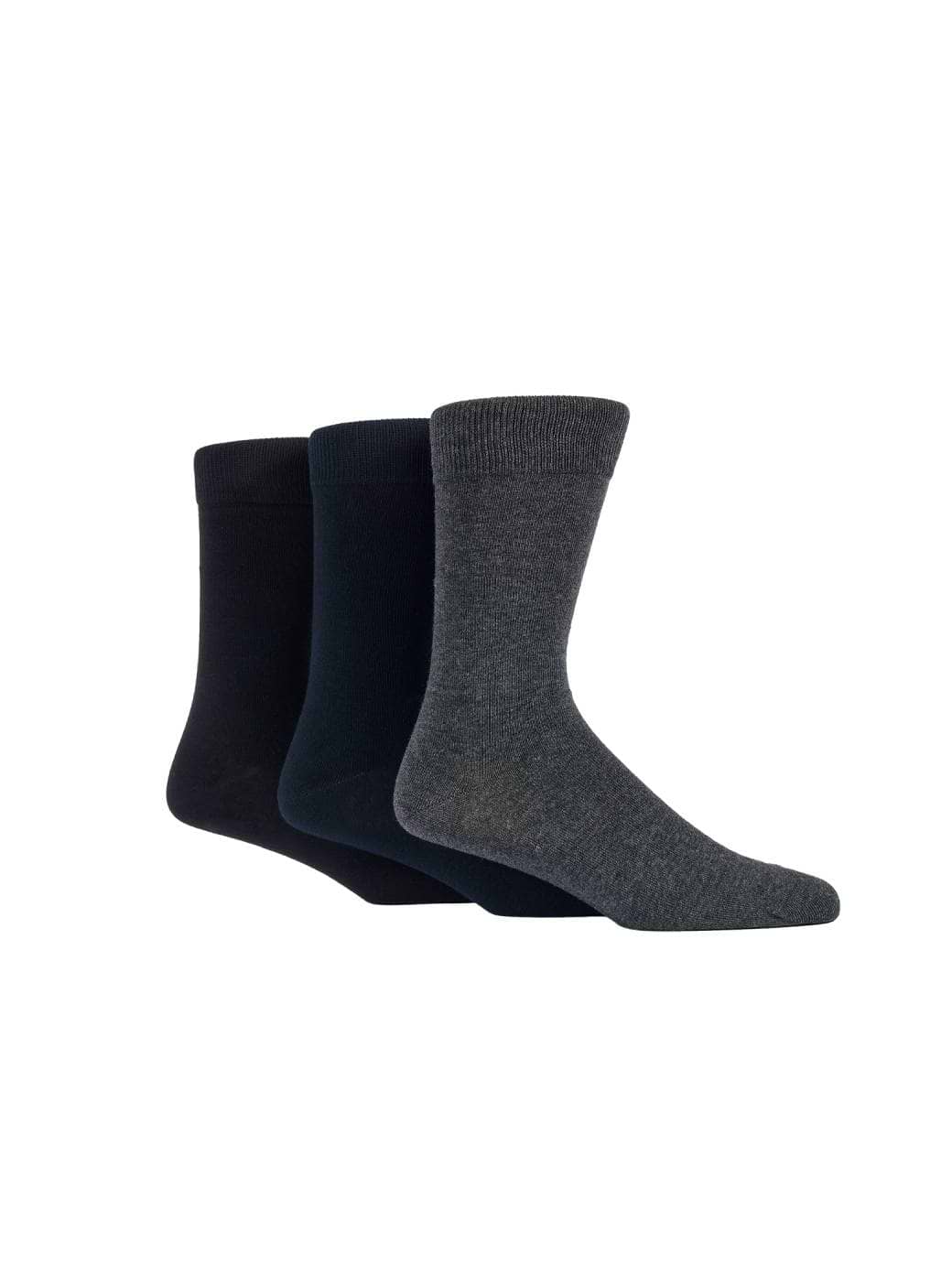 Glenmuir Men's 3-Pack Cotton Plain Socks Black/Navy/Grey