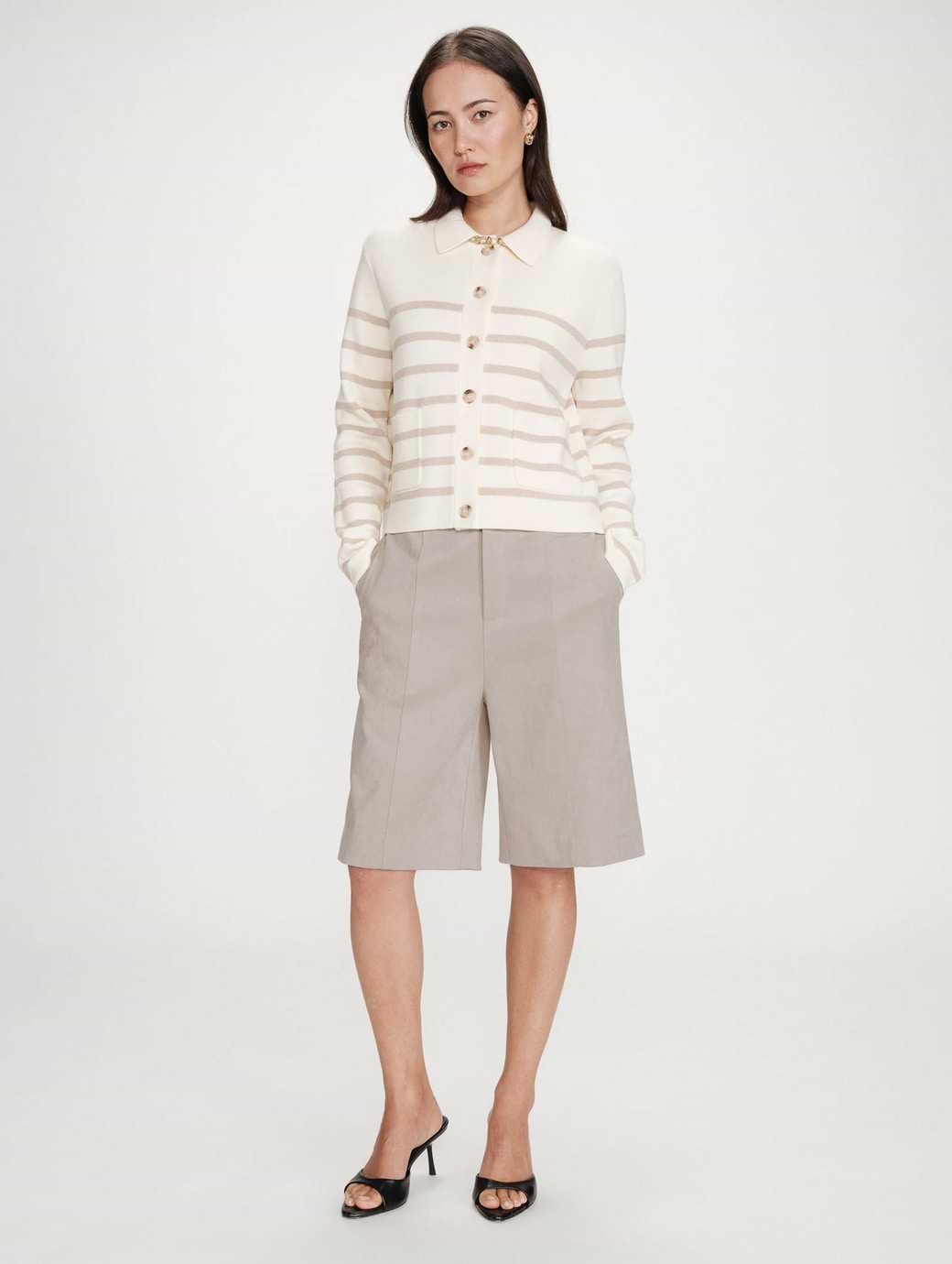 Grace & Mila Women's Maelys Buttoned Cardigan Ecru