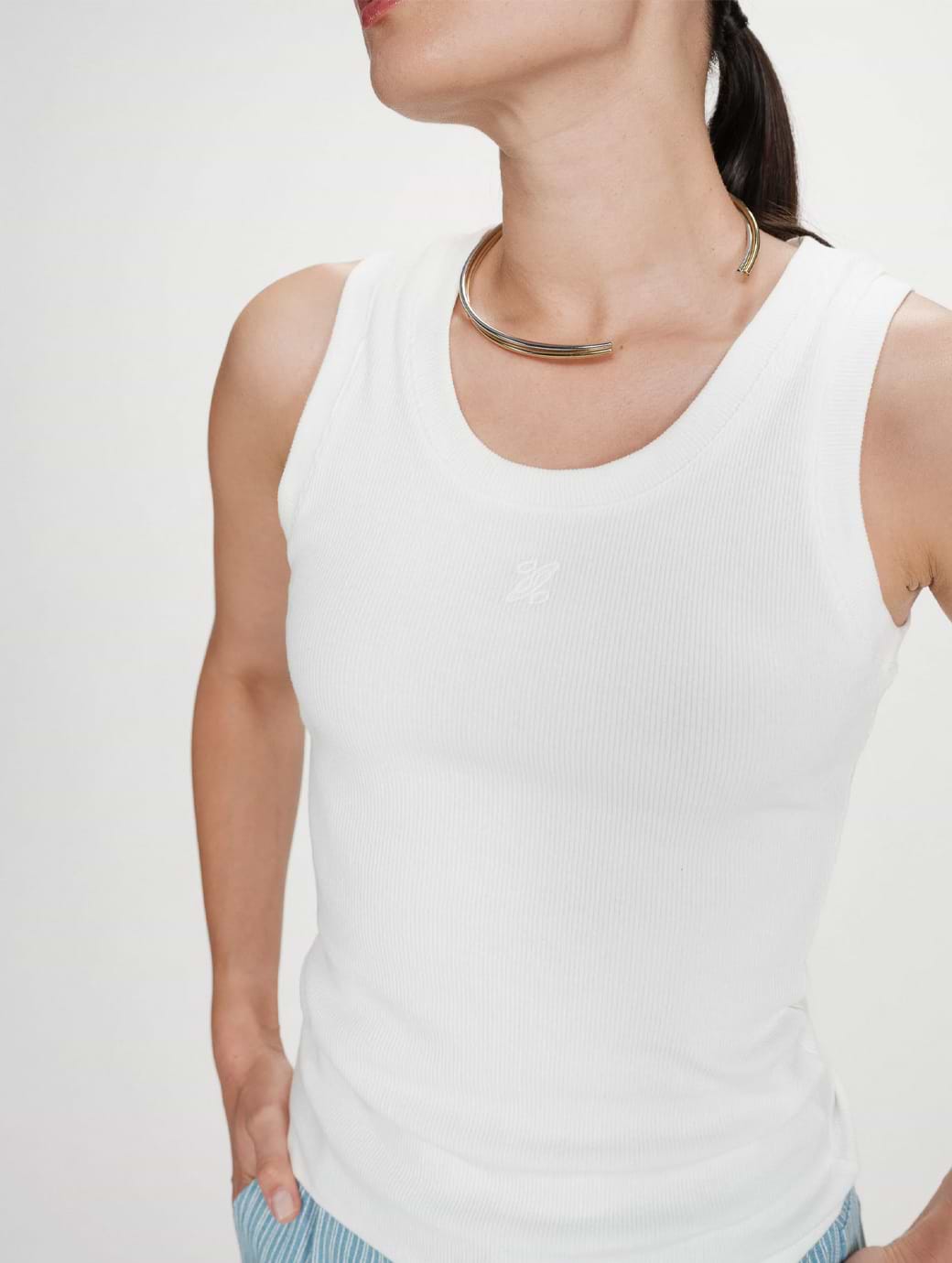 Grace & Mila Women's Valou Embroidered Tank Top Ivory