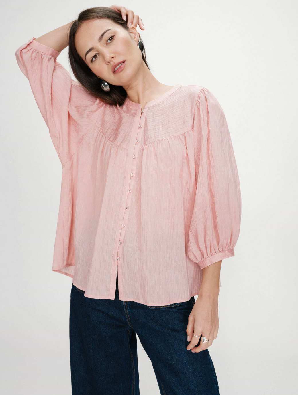 Grace & Mila Women's Vanille Balloon-Sleeve Blouse Rose