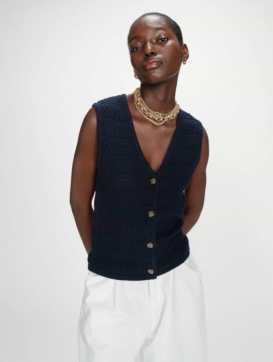 Grace & Mila Women's Vincennes Sleeveless Vest Marine