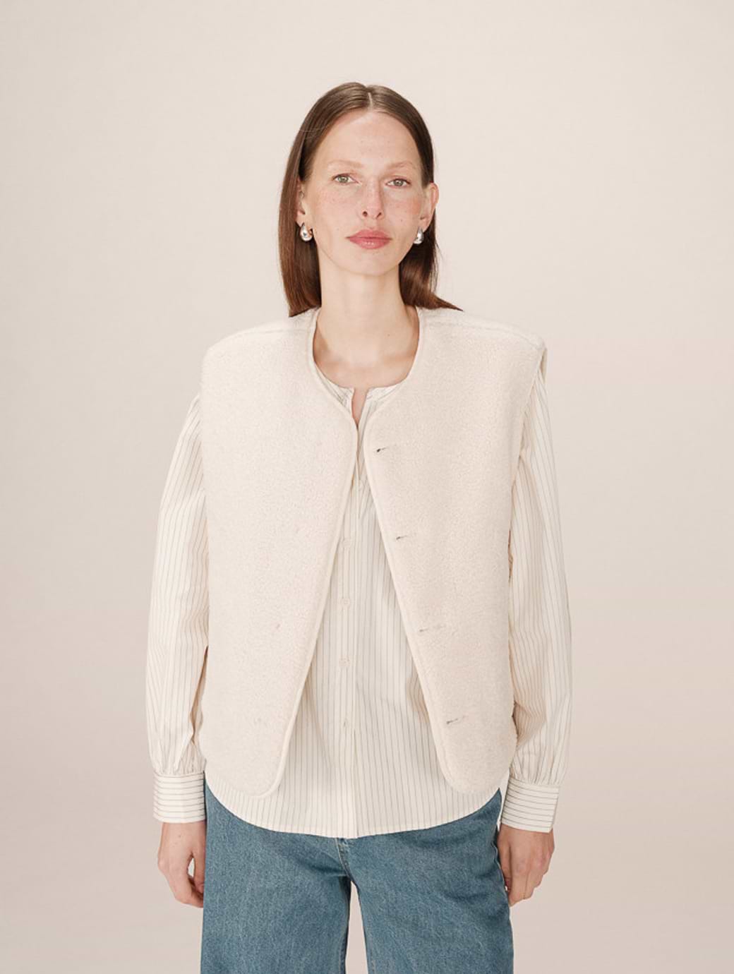 Grace & Mila Women's Seth Vest Ecru