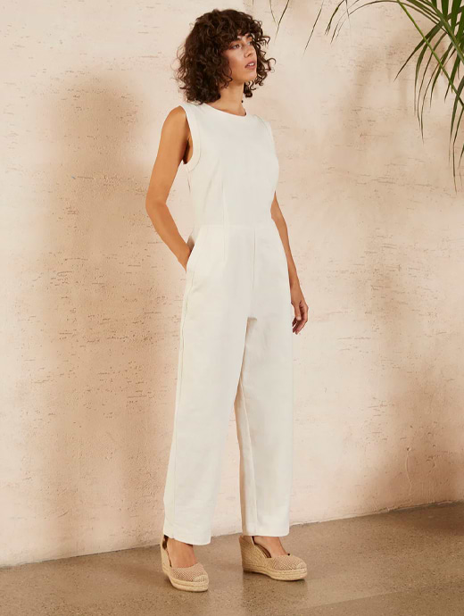 White jumpsuit cotton hot sale