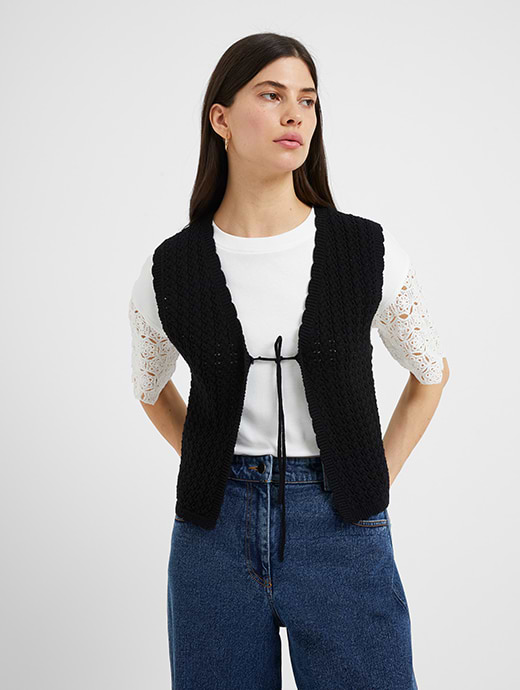 Great Plains Women's Summer Stitch Tie Up Top Black