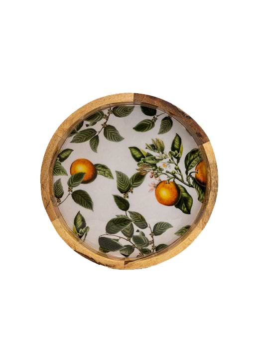 Candlelight Enamelled Round Tray 30cm Orange