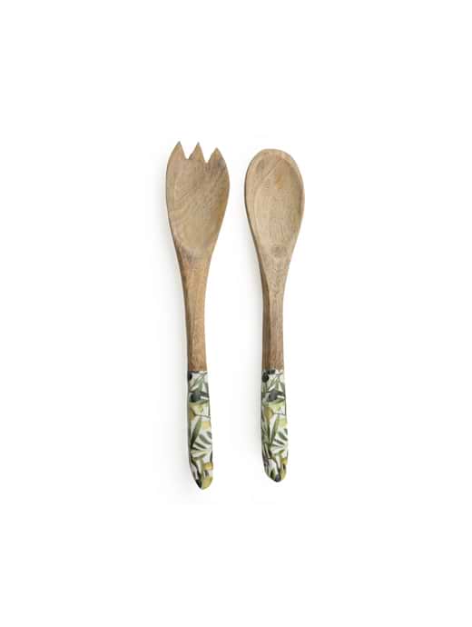 Candlelight Handcrafted Serving Spoon & Fork Mango Wood Olives