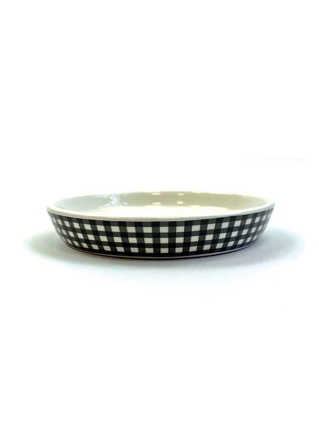 Happy Pet Tabby Patch Black Check Ceramic Bowl