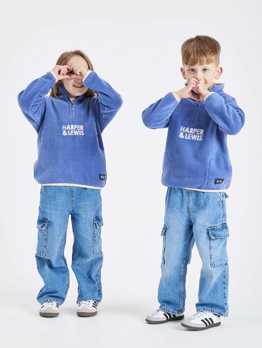 Harper & Lewis Kids Robin 1/4 Zip Fleece Pale Airforce