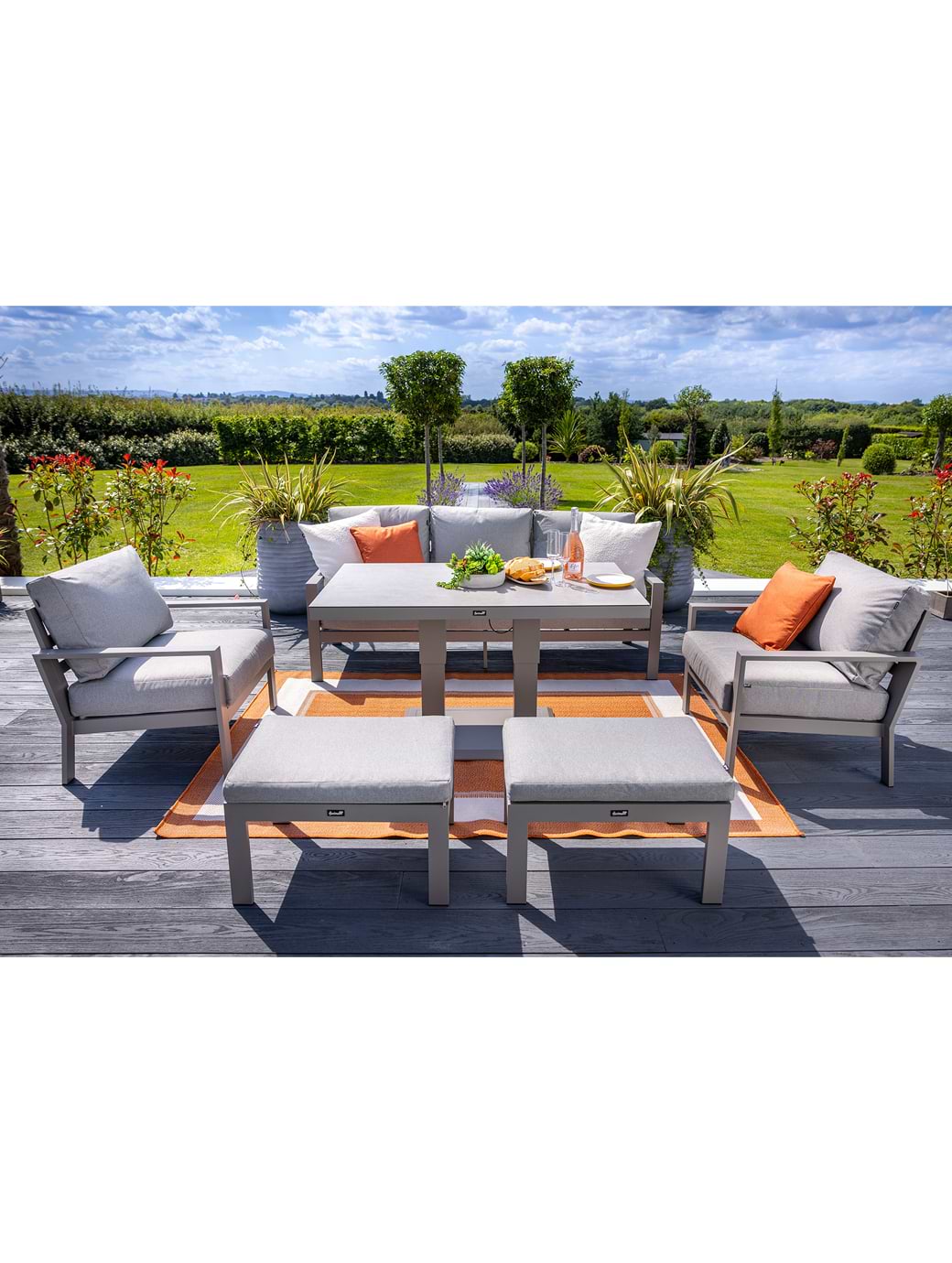 Hartman Rio 3 Seat Casual Lounge Set with Adjustable Table With Free Side Table Taupe