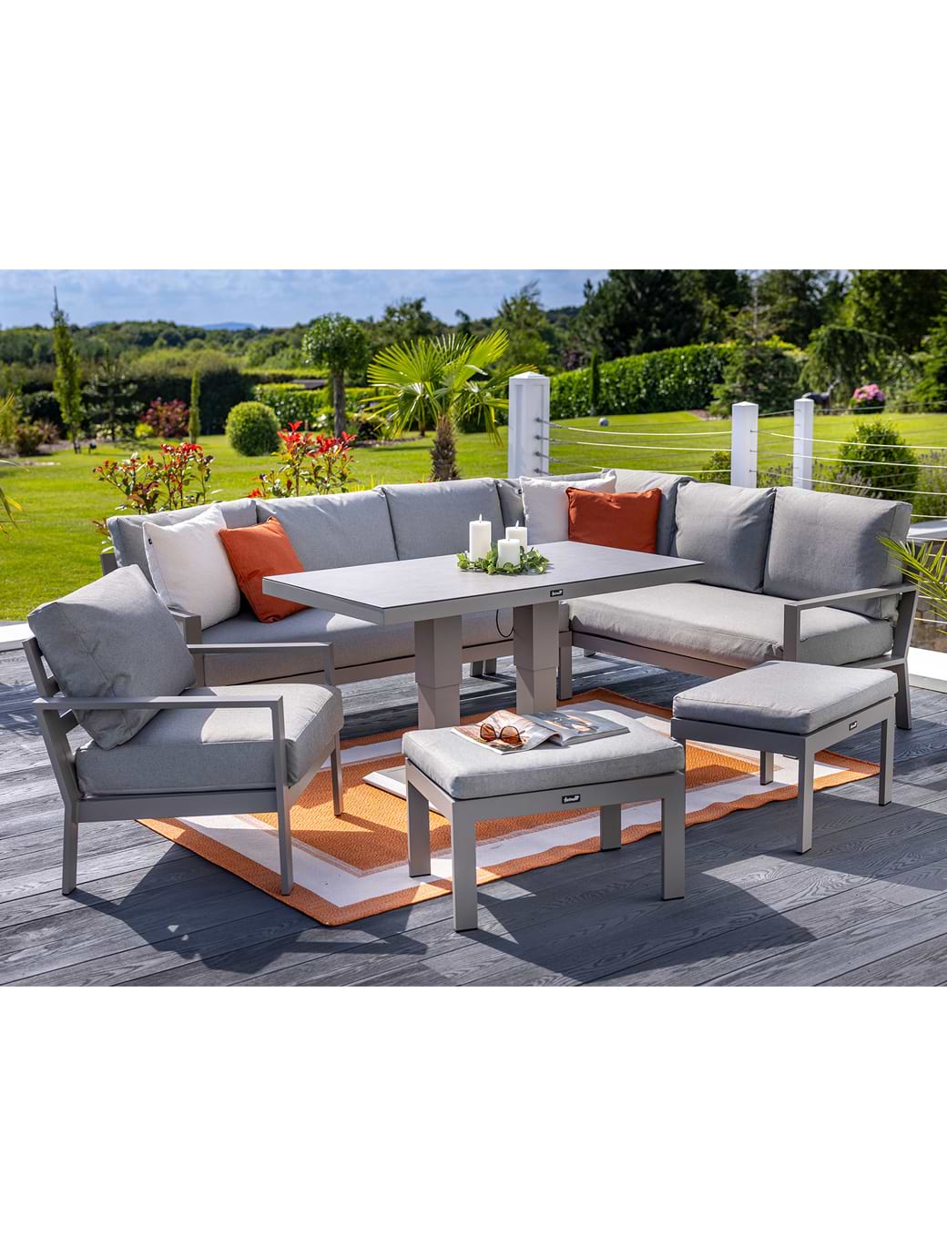 Hartman Rio Rectangular Casual Dining Set with Adjustable Table & Stools Taupe