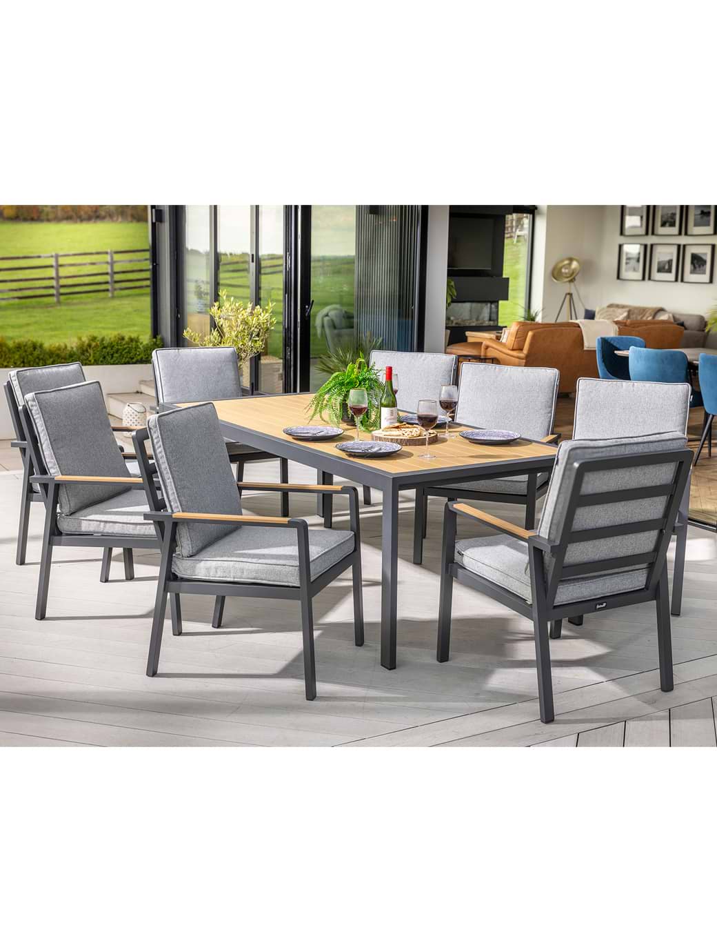 Hartman Sonas 8 Seat Rectangular Dining Set Matt Xerix