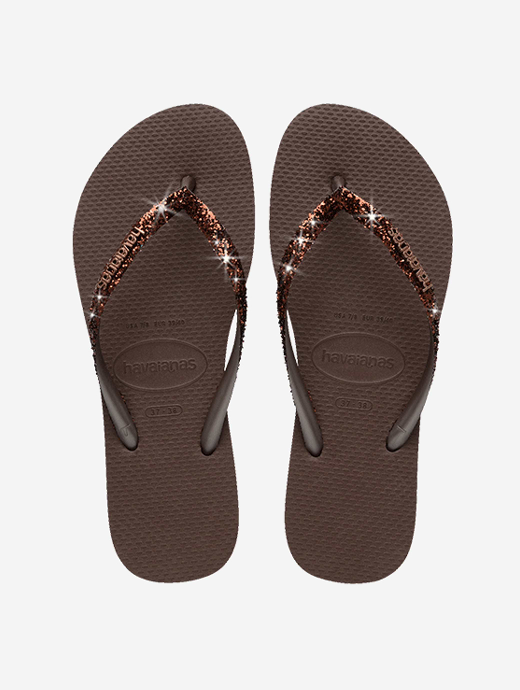 Havaianas Women's Slim Glitter II Flip Flop Dark Brown