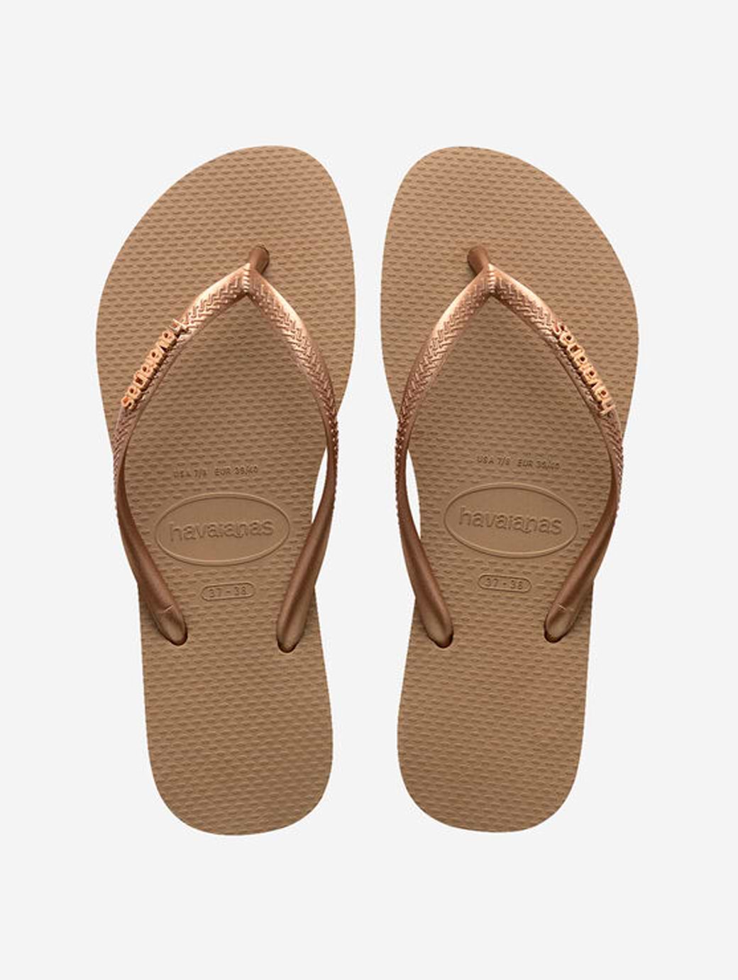 Havaianas Women's Slim Logo Metallic Flip Flop Rose Gold