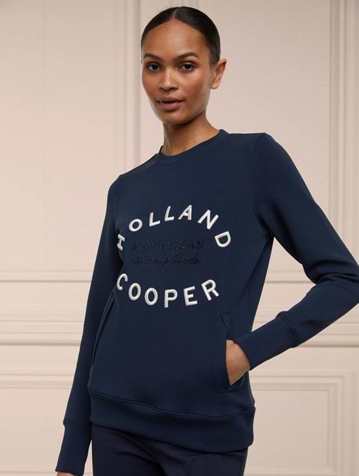 Holland Cooper Crystal Crew Neck Sweat Ink Navy 