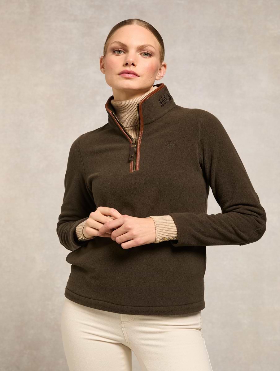 Holland Cooper Country Fleece Half Zip Khaki