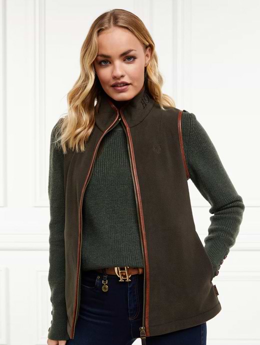 Holland Cooper Country Fleece Gilet Khaki