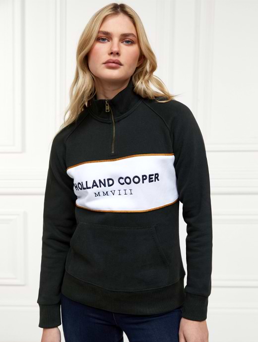 Holland Cooper Sporting Heritage Zip Henley Racing Green