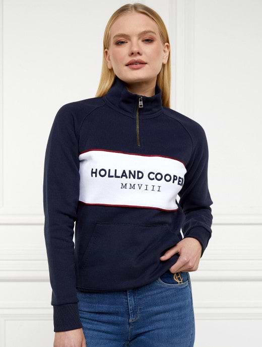 Holland Cooper Sporting Heritage Zip Henley Ink Navy