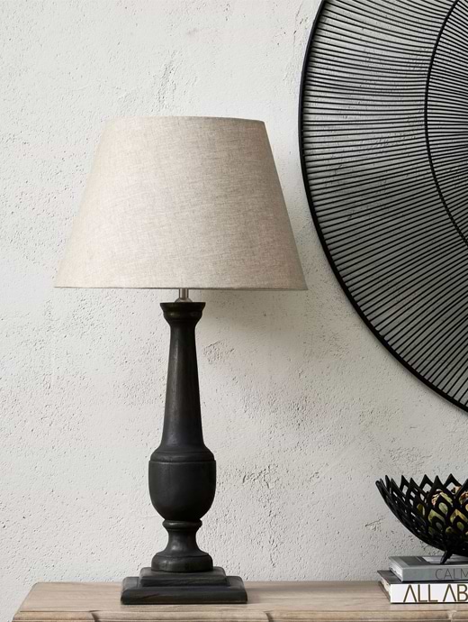 Hill Interiors Delaney Grey Goblet Candlestick Lamp With Linen Shade