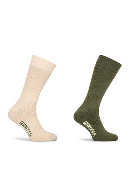 Hoggs Of Fife Field Pro Thermal Sock 2 pack One Size Olive/Oatmeal 