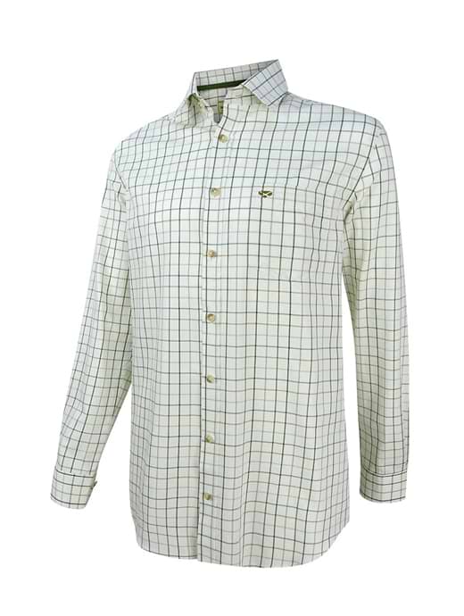 Hoggs Of Fife Men's Balmoral Luxury Tattersall Shirt Green/Brown 