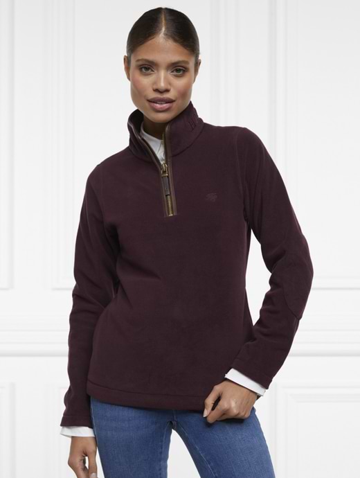 Holland Cooper Country Fleece Half Zip Mulberry