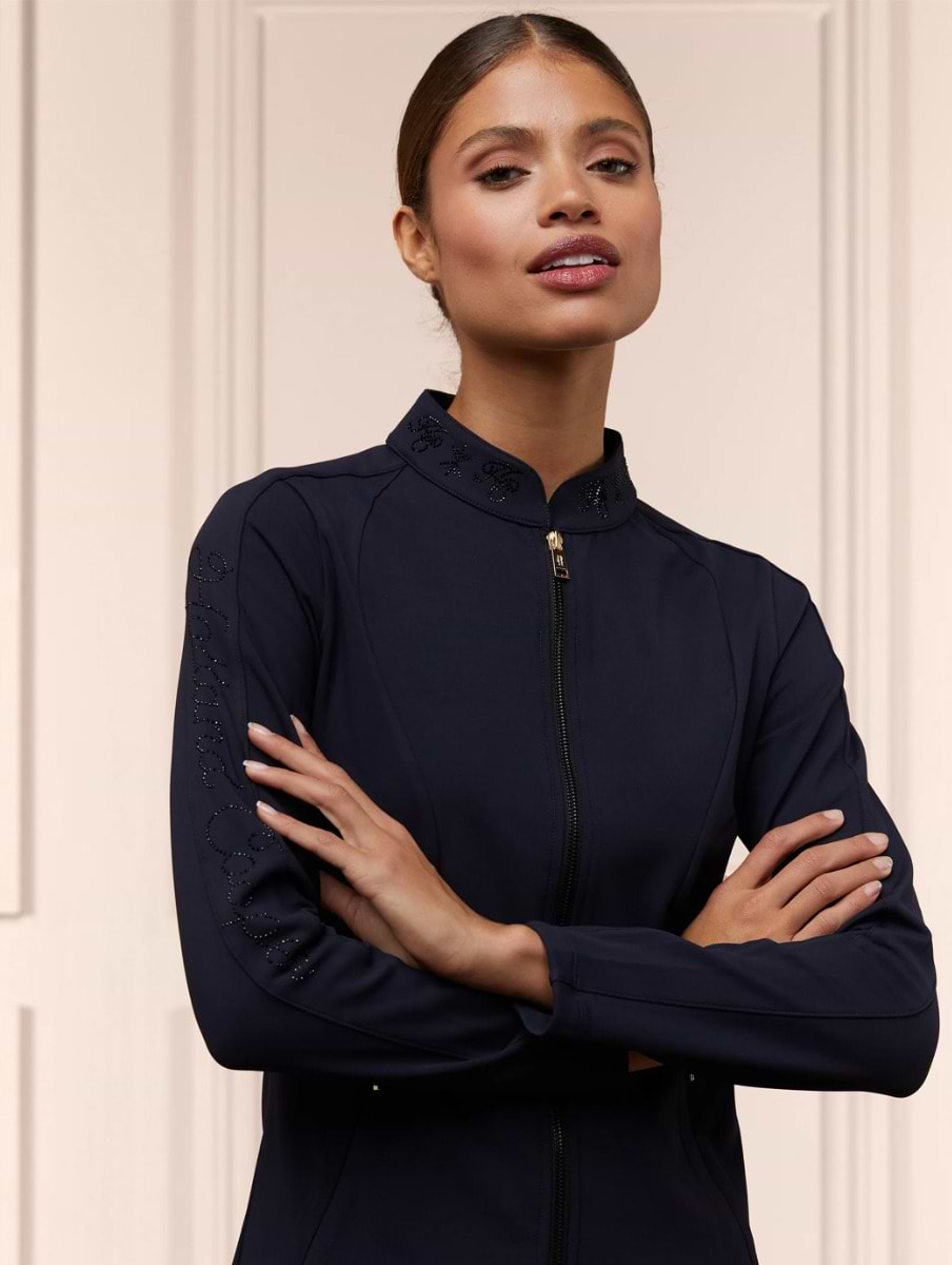 Holland Cooper Crystal Zip Sweat Ink Navy