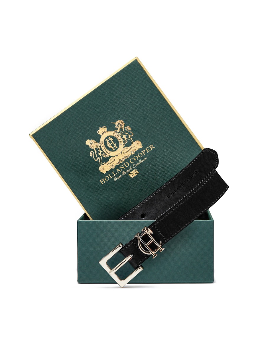 Holland Cooper HC Slim Logo Belt Black