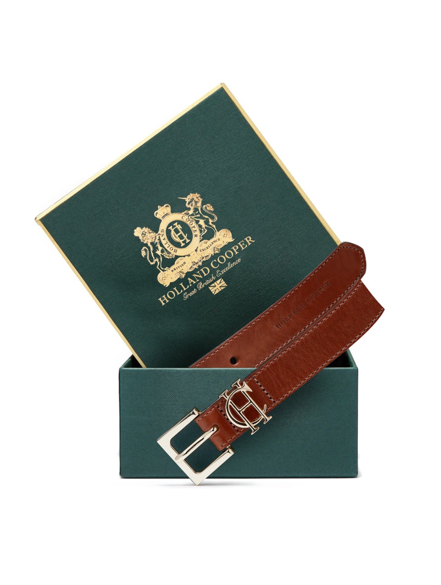 Holland Cooper HC Slim Logo Belt Tan