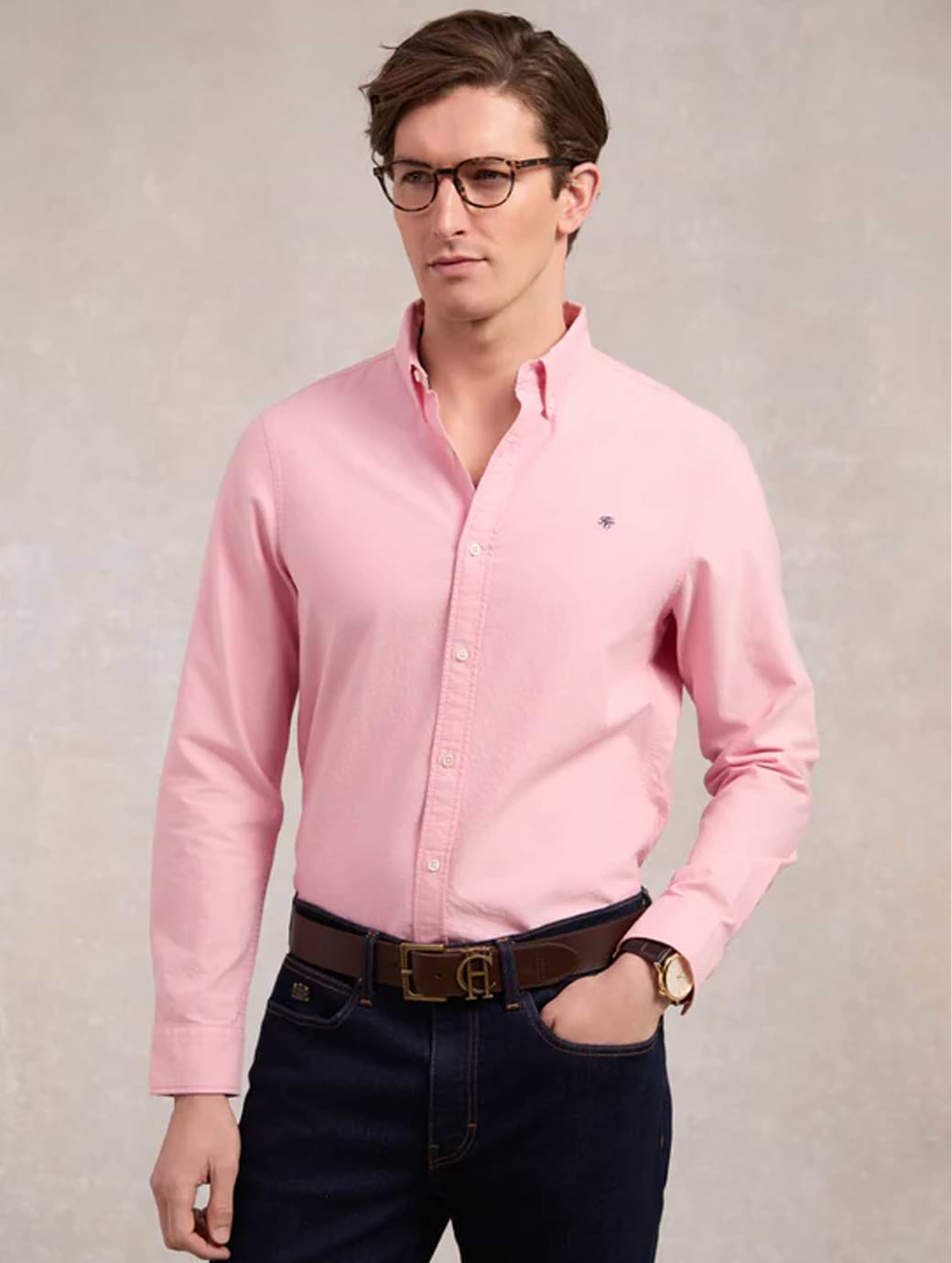 Holland Cooper Men's Classic Oxford Shirt Soft Pink