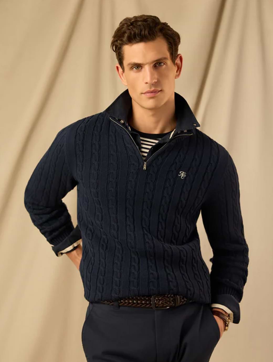 Holland Cooper Men's Quarter Zip Knit Ink Navy