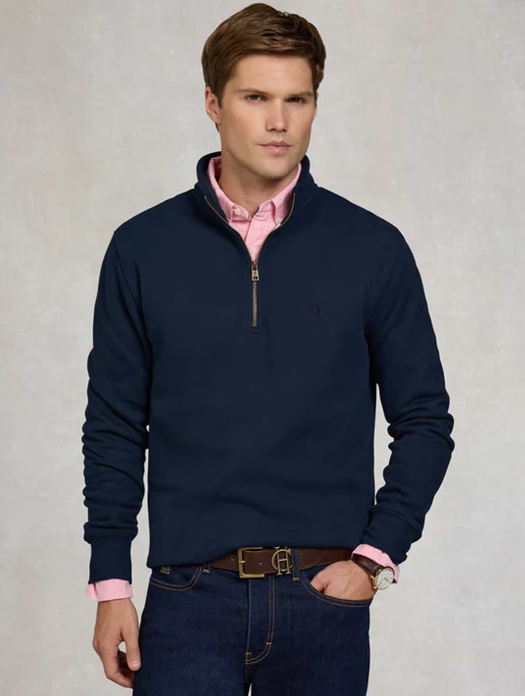 Holland Cooper Men's Quarter Zip Sweat Ink Navy