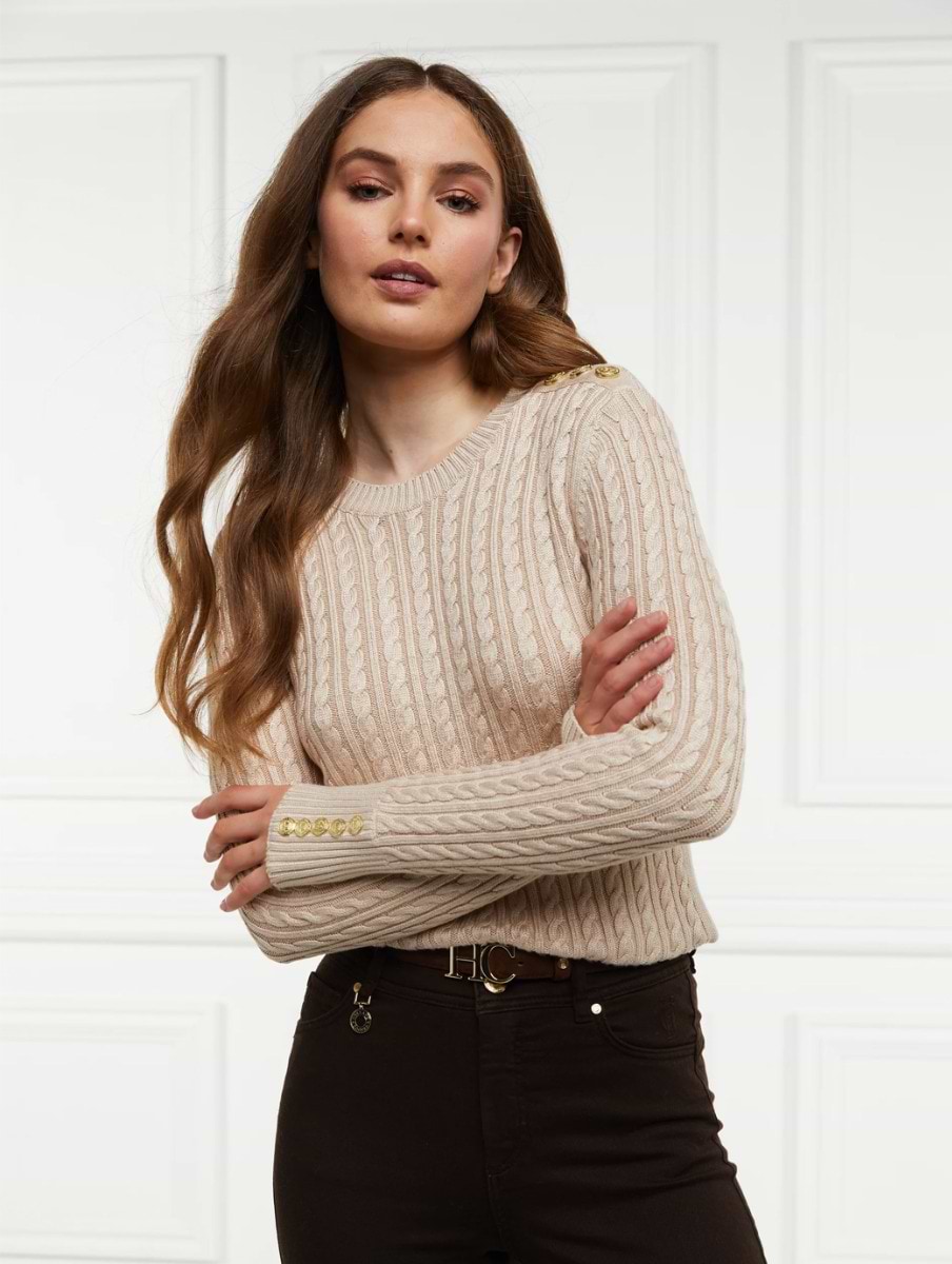 Holland Cooper Seattle Cable Crew Knit Oatmeal