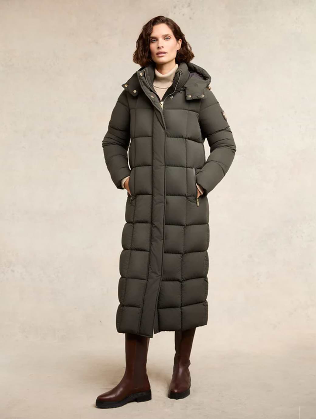 Holland Cooper Women's Carrington Longline Coat Dark Olive