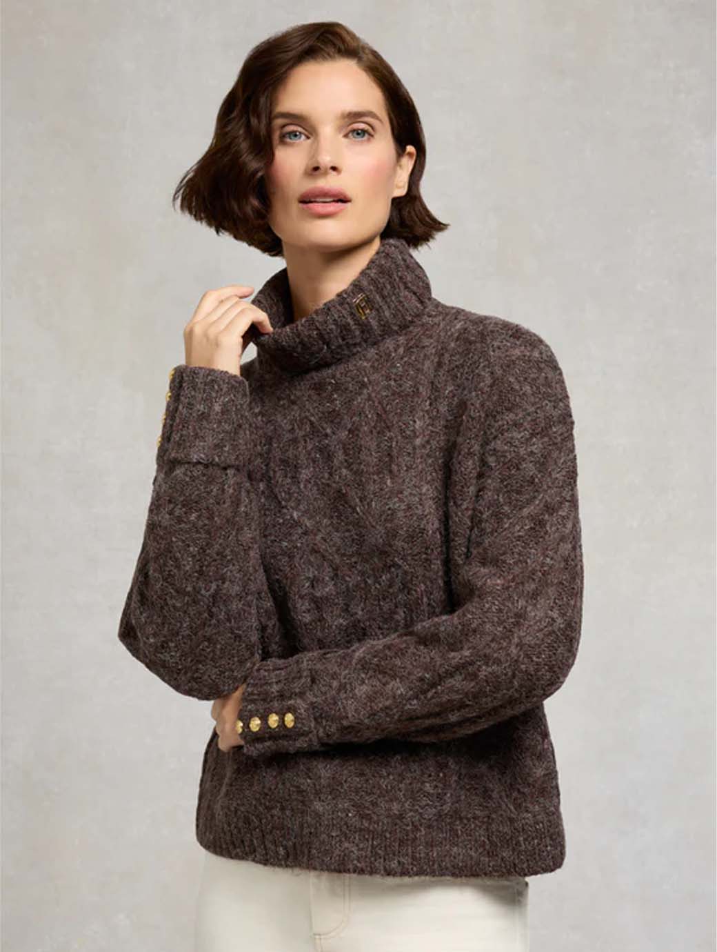 Holland Cooper Women's Noveli Roll Neck Knit Chocolate